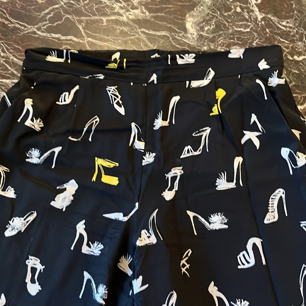 Moschino Women's Straight Leg Pants with Shoe Print - Black - Picture 2 of 11
